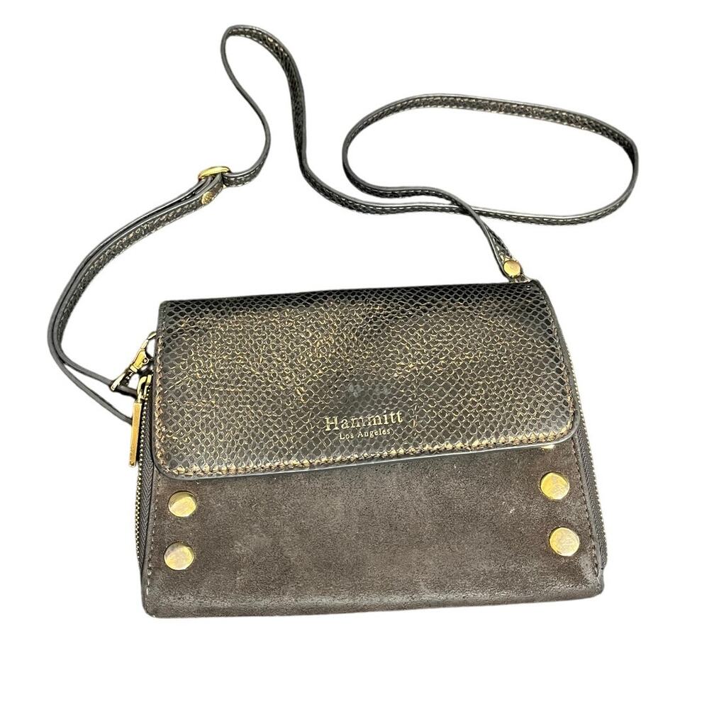 Hammitt Los Angeles Suede Leather Snakeskin Embossed Crossbody Bag Purse